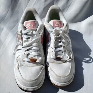 Nike Air Force 1 Shoes Womens Size 8.5 White Pink Embroidered Low Top Sneakers